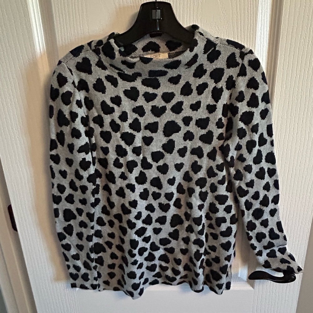 LOFT Black and Gray Animal Print Sweater